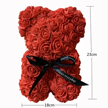 1 adet 25cm Gül Ayı Yapay Köpük Gül Çiçek Oyuncak Ayı Sevgililer Günü Hediyesi Doğum Günü Partisi Bahar Düğün Parti Dekorasyon