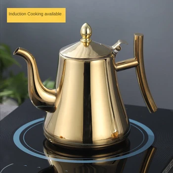 1 adet Mutfak Kalın Paslanmaz Çelik Çaydanlık Altın Gümüş Çay Demlik Kahve Pot İndüksiyon Ocak Çay su ısıtıcısı Su su ısıtıcısı İle Pot 
