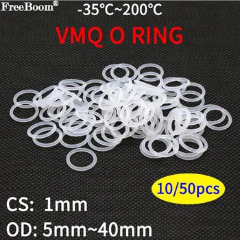 10/50 adet VMQ Beyaz Silikon O Ring Conta CS 1mm OD 5 ~ 40mm Gıda Sınıfı Su Geçirmez Yıkayıcı Kauçuk Yalıtım Yuvarlak O Şekil Mühür