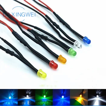 10 ADET 3mm LED 5-12V 20cm ön kablolu beyaz kırmızı yeşil Mavi sarı UV RGB diyot lambası dekorasyon ışık yayan diyotlar Önceden lehimli