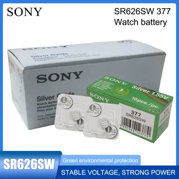 100 % Orijinal Sony 377 SR626SW SR626 AG4 LR626 1.55 V gümüş saat Pil Tek Tahıl Ambalaj JAPONYA'DA yapılan Düğme Hücre