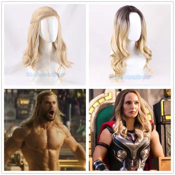 2022 Cadılar Bayramı Aşk ve Gök Gürültüsü erkekler Thor cosplay altın peruk rol oynamak altın saç kostümleri