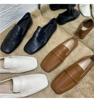 2022 Yeni kadın ayakkabısı Deri kadın ayakkabısı Yeni Moda rahat ayakkabılar Bayanlar Kare Ayak Loafer'lar Sıcak Satış Slip-on ayakkabılar