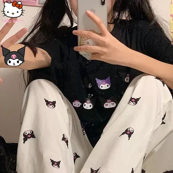 2022 Yeni Sevimli Y2k Kuromi Geniş Bacak Pantolon Kadın Japon İlkbahar Yaz Gevşek Yüksek Kaliteli Rahat pantolon kadın Moda Pantolon