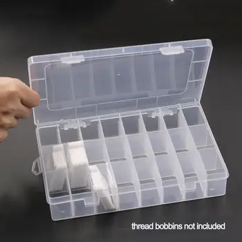 24 İzgaralar Şeffaf Plastik Nakış İpi saklama kutusu İpi Bobin Boncuk Depolama Organizatör DIY Çapraz Dikiş Dikiş Araçları