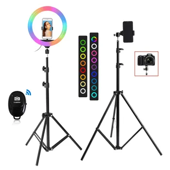 26cm 33cm RGB Selfie Halka led ışık Standı Tripod ile Fotoğraf Stüdyosu Halka Lambalar Telefon TikTok Youtube Makyaj Video Vlog