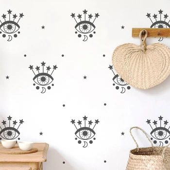 27 Adet Mistik Göz ve Kirpik Salon Yıldız Duvar Sticker Nazar Kirpik Uzatma Makyaj Güzellik Salonu Duvar Çıkartması Vinil Ev dekor