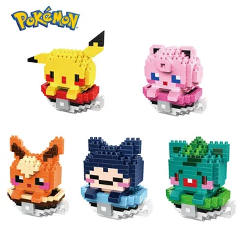 283 adet + Pokemon Fincan Mikro Yapı Taşları Pikachu Evee Blastoise Bulbasaur Jigglypuff Elmas Mini Tuğla Figrues Oyuncaklar Çocuklar İçin