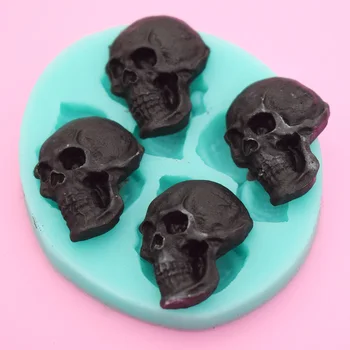 3D Kafatası Kafa Çikolata Kalıpları Kabartmalı Silikon Kek Kalıbı Bisküvi Fondan Kalıp DIY Pişirme Dekorasyon Araçları Kurabiye Kalıpları