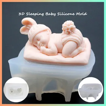 3d Uyku Bebek silikon kalıp Çikolata Şeker Fondan Kalıp El Yapımı Sabun Mum Kalıp Kek Araçları fırın tepsisi Pasta İçin