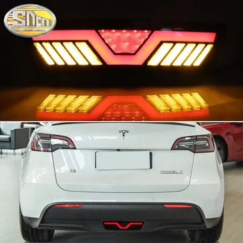 3'ü 1 arada Fonksiyonlar LED Tampon İşık Arka Sis Lambası Fren Lambası Dinamik Dönüş Sinyali Reflektör Tesla Model Y 2019-2022