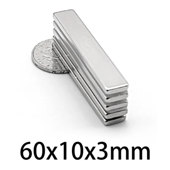 5-100 adet 60x10x3mm n35 güçlü manyetik 60*10 * 3mm 60x10x3mm ndfeb süper güçlü neodimiyum mıknatıslar kalıcı mıknatıs blok