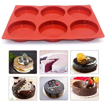 6-Cavity Büyük Kek Kalıpları Silikon Yuvarlak Disk Reçine Kalıp Yapışmaz Şeker Pişirme Bakeware çikolata bardakaltı I6Q7
