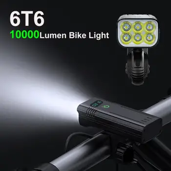 6T6 LED 10000 Lümen bisiklet ışıkları ön ve arka bisiklet el feneri lambası şarj edilebilir fener Luz Bicicleta MTB far aydınlatma