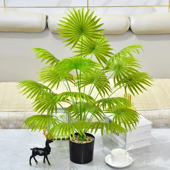75 CM Yapay Yeşil Bitkiler Plastik Palmiye Ağacı Şube Sahte Monstera Saksı Otel Ofis Oturma Odası Yeni Yıl Ev dekor