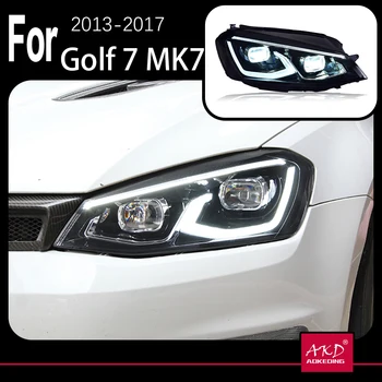 AKD Araba Golf 7 2013-2017 İçin Golf7 MK7 LED Otomatik far takımı Yükseltme Golf 8 Tasarım Bicofal Lens Sinyal Lambası Aksesuarları