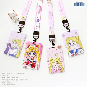 Anime Sailor Moon Karikatür kart tutucu Anahtarlık Şerit Cep Telefonu Kordon Sevimli Süper Sevimli Kolye bozuk para cüzdanı Otobüs Kartı Standı