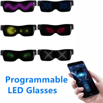 APP kontrolü Bluetooth parti flaş LED gözlük USB şarj çoklu dil programlanabilir metin animasyon ışık gözlük parti dekor