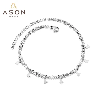 ASONSTEEL Moda Ayak Tabanı Aksesuarları Çok katmanlı Zincir Halhal Gümüş Renk Paslanmaz Çelik Kadınlar İçin moda takı Hediye