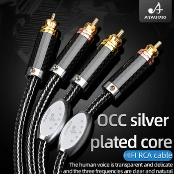 ATAUDIO Hifi ses OCC gümüş kaplama RCA Ses bağlantı kablosu hi-end RCA RCA kablosu ile altın kaplama RCA fiş