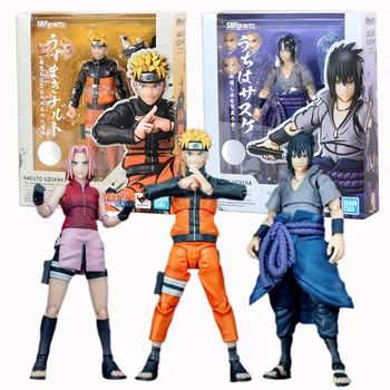 Bandai Hakiki Naruto Anime Figürü Shf 2.0 Naruto Sasuke Sakura Koleksiyon Modeli Süs Anime aksiyon figürü oyuncakları Çocuklar İçin