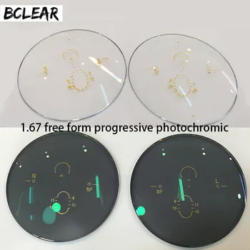 BCLEAR 1.67 Photochromic Odak İlerici Lens serbest biçim Çok Özelleştirilmiş Lens Çok ve Yakın Görmek Miyopi veya Okumak için Gri Kahverengi 