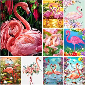 DİY 5D Elmas Boyama Flamingo Tam Kare Yuvarlak Matkap Elmas Nakış Mozaik Satış Resim Taklidi Ev Dekor Hediye