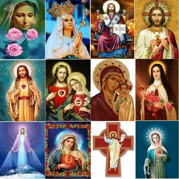 Elmas Boyama Dini İsa Elmas Çapraz Nakış Meryem Çapraz Dikiş Elmas Mozaik Art Deco Hediye