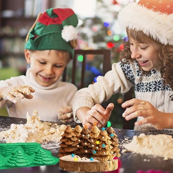 F2TE Silikon Kek Pişirme Kalıpları Noel Ağacı Şekli Kek Tava El Yapımı Sabun Kalıpları Bisküvi Çikolata Buz Küpü Tepsi DIY Kalıpları