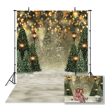 Fotoğraf backdrop Noel ağacı klasik ışık kış bokeh glitter arka plan fotoğraf stüdyosu için parlayan kar tanesi arka plan