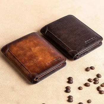 Hakiki deri cüzdan s Erkek Cüzdan Kredi Kartvizitlikler Vintage Kahverengi deri cüzdan Çantalar Yüksek Kalite