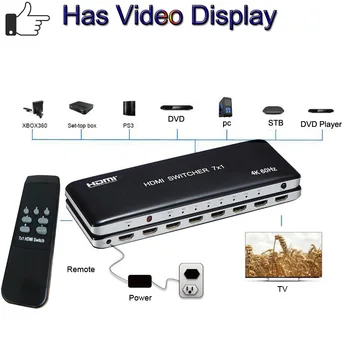 HDMI 2.0 HDMI Anahtarı 7x1 Switcher Video Dönüştürücü 7 giriş 1 çıkış Adaptörü 3D 4K 60Hz DVD HD Oynatıcı TV STB Dizüstü PC HDTV