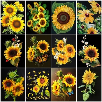 Huacan Tam Elmas Nakış Ayçiçeği 5D DIY Elmas Mozaik resim Kitleri Çiçek Yaratıcı Hobiler Resimleri Ev İçin
