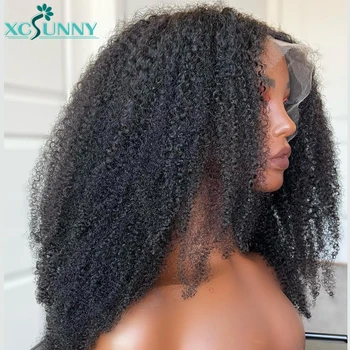 Insan Saçı HD Dantel ön peruk Afro kinky Kıvırcık 13x6 Dantel ön peruk Ön Koparıp Siyah Kadınlar Için Remy Brezilyalı Xcsunny