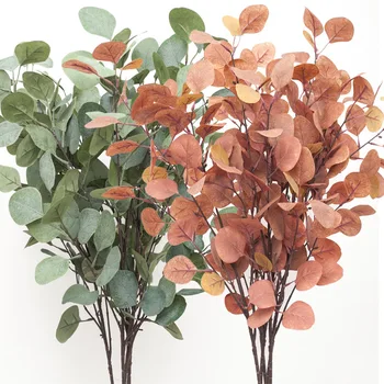 Ipek Yaprak Okaliptüs Yapay yeşil Yapraklar Düğün Dekorasyon İçin DIY Çelenk Hediye Scrapbooking Craft Yapraklar Bitkiler Sahte Çiçek