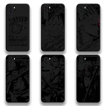 Japonya Anime Tek Parça Luffy Zoro Siyah ve beyaz çizgiler Telefon kılıfı İçin Huawei P20 P30 P40 P50 Lite E P Mate 50 40 30 20 Pro