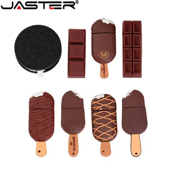 JASTER Dondurma USB bellek Sürücüler 64GB Çikolata Kalem Sürücü 32GB Bisküvi Memory Stick Çocuklar için Yaratıcı Hediye Pendrive Anahtarlık