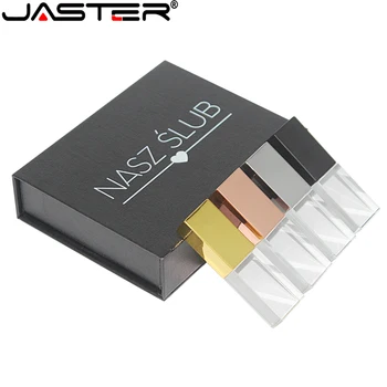 JASTER Kristal Düğün Hediyeleri USB bellek Sürücüler 128GB 3D Lazer Gravür özel logolu kalem sürücü 64GB Fotoğraf hediye Bellek Sopa