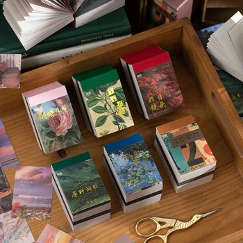 Journamm 450 adet / paket Turnusol kağıdı Vintage Malzemeleri Mini Kitap Scrapbooking Malzemeleri DIY Fotoğraf Albümü Dekor Kırtasiye kuşe kağıt