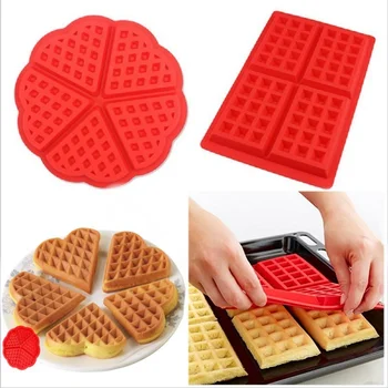 Kare Kalp Şeklinde Waffle Kek silikon kalıp Waffle Muffin Kafes Kek Kalıbı Waffle Bisküvi makinesi DIY Pişirme Aracı Kalıp Bakeware
