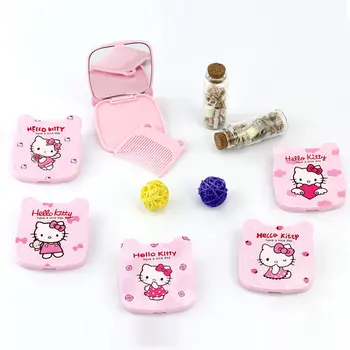 Kawaii Sanrio Ayna Tarak Hello Kittys Aksesuarları Sevimli Güzellik Karikatür Anime Taşınabilir Makyaj Kat Oyuncaklar Kızlar için doğum günü hediyesi
