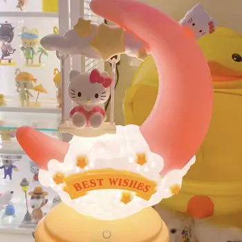 Kawaii Sanrio Hello Kitty Ay Masa Lambası Dokunmatik Masa Lambası Göz Koruması Lambası Tarzı Yatak Odası Masa Lambası Başucu Lambası Kız Hediye