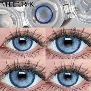 Kontakt lensler Büyük Gözler Miyopi Reçete Kontakt Lens Mavi Renkler ile Kozmetik Temas Güzellik Öğrenci Derece 0-8.00
