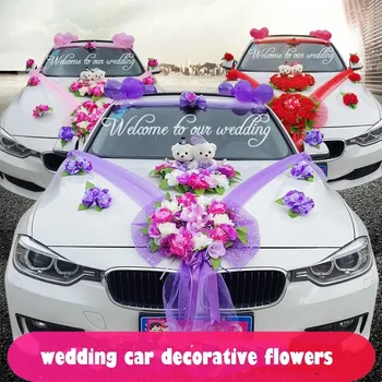 Kore araba dekorasyon çiçek düğün araba çelenk dekorasyon simülasyon çiçek dekorasyonu düğün dekorasyon malzemeleri