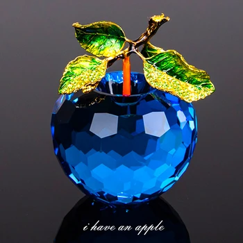Kristal Cam Elma minyatür Heykelcik Natale Ev Dekorasyonu Figürler El Sanatları hediyeler Yapay Meyve
