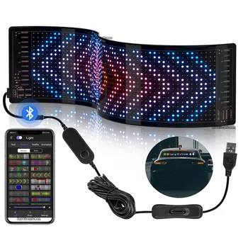 LED Matris Piksel Paneli Bluetooth APP Kontrolü Programlanabilir RGB Desen Graffiti Kaydırma Metin Animasyon Ekran Araba Dekor Lambaları