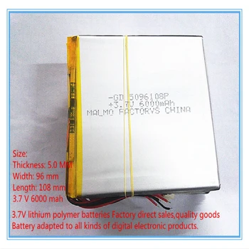 Litre enerji pil 3.7 V lityum polimer pil 6000 mah büyük kapasiteli PDA tablet PC MID 5096108