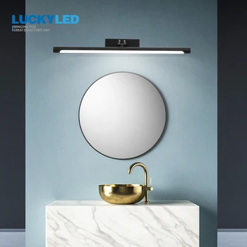 LUCKYLED Led banyo aynası ışığı 8W 40CM AC85-265V Nordic Aplik Duvar Lambası Siyah Gümüş su geçirmez duvar aydınlatması Fikstür