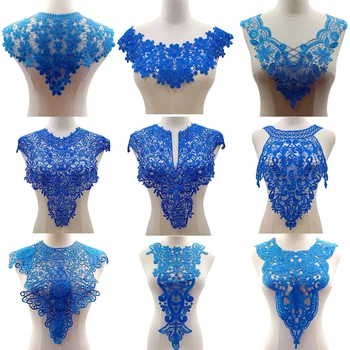 Mavi Çiçek Yaka Yaka Kadın Bluz Kazak Sahte Dekor Yaka Giyim Aksesuarları Dantel Kumaş