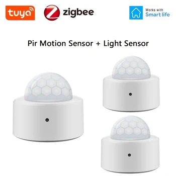 Mini 2in1 Tuya Zigbee İnsan Vücudu Hareket sensörlü ışık Aydınlık Parlaklık Dedektörü Akıllı Ev Hareket PIR Sensörü Alexa
